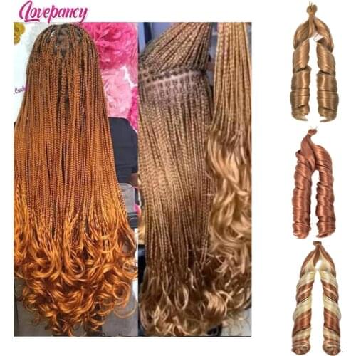 24 Inch Synthetic Spiral Curls Hair Blonde Ombre Pre Stretched Braiding Hair Crochet Braids Loose Wave Braids Hair Wavy Bundles