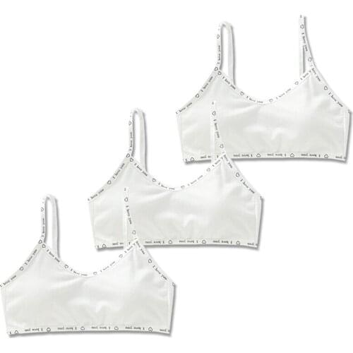 3 Pcs/Lot Cotton Bra Training Teen Girl Puberty Kids Vest Sport Tops Breathable Teens Students Underwear Bras For 8-18 Years Old