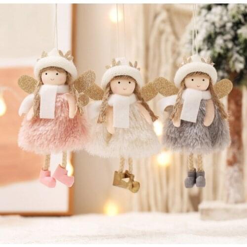 3PCS Christmas Decoration Top Hat Antlers Girl Pendant Christmas Tree Ornaments Angel Pendant Hanging Christmas Gift 2021