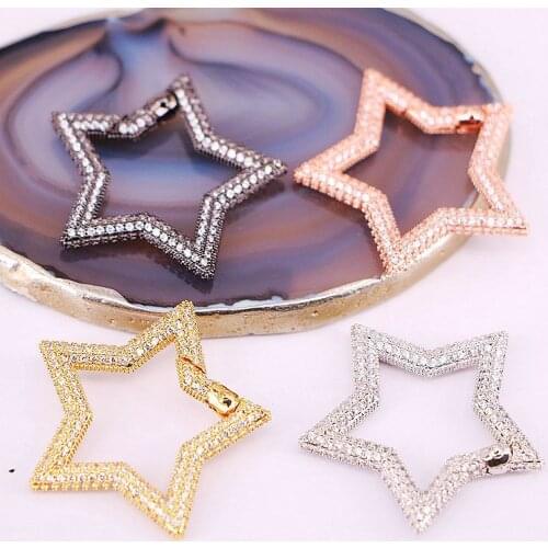 4Pcs, CZ Micro Paved Star Clasps Lock Clasps Carabiner Connector Clasps Jewelry Accessories