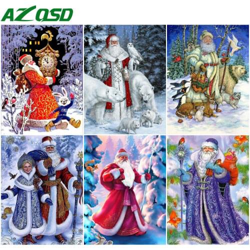 AZQSD DIY Diamond Embroidery Santa Claus Picture Of Rhinestone Wall Sticker 5d Diamond Painting Cartoon Home Decoration