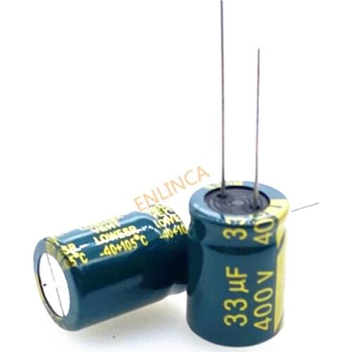 100pcs/lot 33UF High Frequency Low Impedance 400V 33UF Aluminum Electrolytic Capacitor Size 13*18 T28 400V33UF 20