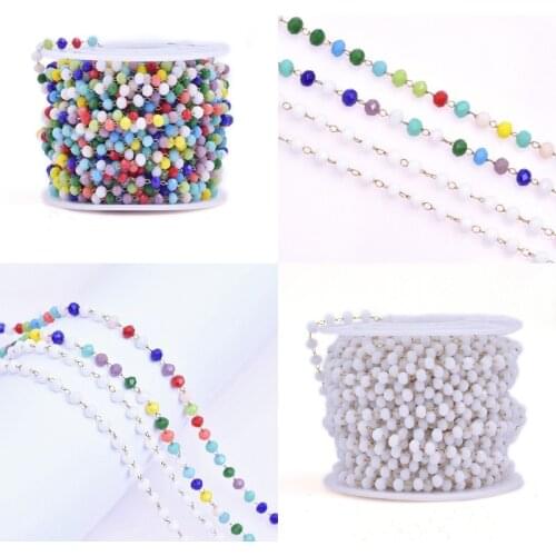 1M Stainless Steel Vintage Wire Wrapped Rosary Chain Round Beads Link Chain Fit For Women Necklaces Bracelets Making Jewelry