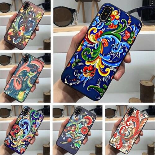 Norwegian rosemaled Phone Case Black Soft Cover For iPhone 11 Pro Max 6 7 8plus 5s X XS XR XSMax For Samsung s10 s9 Plus series