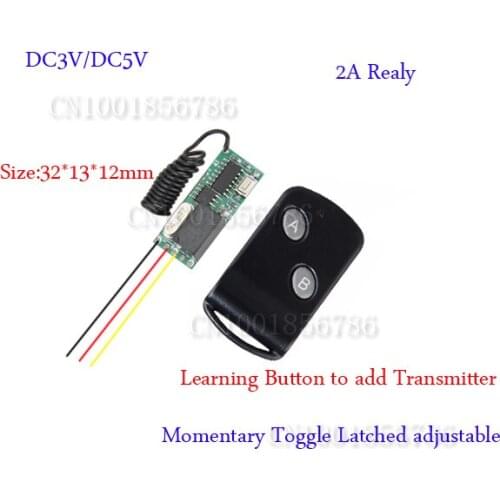 DC5V Remote Control Switch System Mini Volume Transmitter Receiver Add Transmitter Easy 315mhz/433mhz FreeShipping