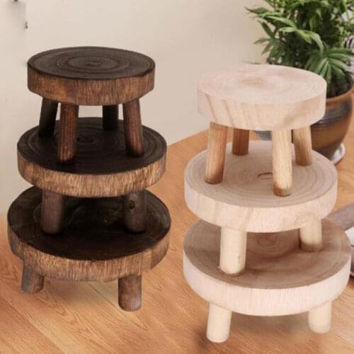Wooden Plant Stand Flower Pot Base Holder Stool Indoor Outdoor Garden Succulent Flower Display Plant Stand Shelf