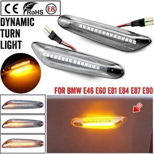 Dynamic LED Fender Light Side Marker For BMW E60 E61 E90 E91 E87 E81 E84 E88 E92 E93 E82 E46 1 3 5 series x1 2004 2010 flasher