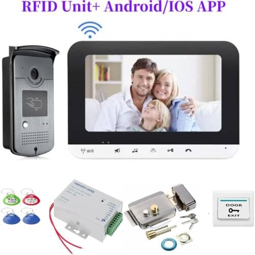 7'' Inch Wifi Video Intercom Door phone Record System Night Vision RFID Doorbell Camera Phone Remote Unlock Monitor Free Ship