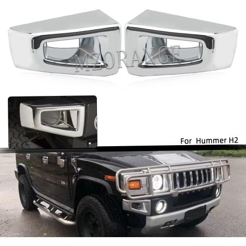 Chrome Trim Front Bumper End Cap Cover for HUMMER H2 SUV SUT 2003-2009 Fog Light Lamp Cover Grill Racing Grill
