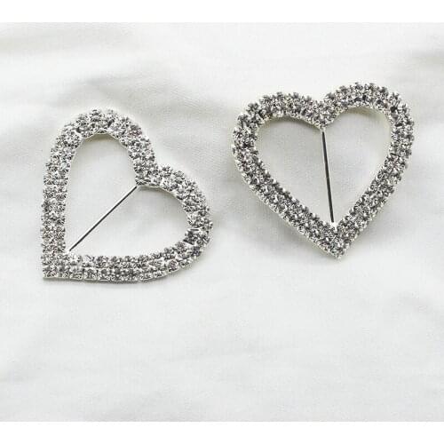 Hot 2pcs55*50mm crystal peach heart wedding decoration jewelry accessories sewing decoration accessories