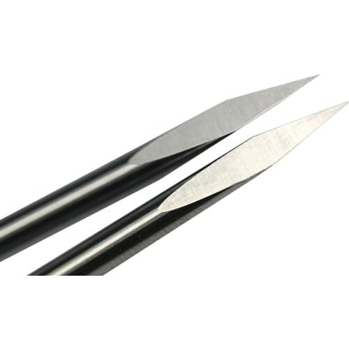 HUHAO 2pcs 6mm Dia., 60 Angle, 0.2mm Tip, 3 Edge Carbide Woodworking Tools, Engraving Bits for CNC Router Machine