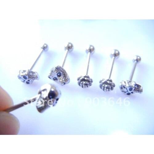 LOT50pcs Free shippment Body Piercing Jewelry-Surgical Steel PUNK Hip Tongue Ring Bar Nipple Barbells 14g