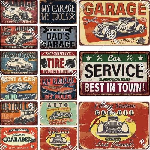 Retro Garage Metal Plaque Classic Drink Shop Wall Decoration Signs Gas Station Full Service Decor Motivational Words Plates
