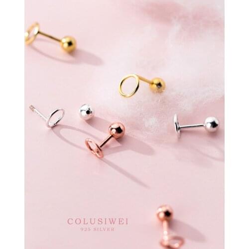 Colusiwei Minimalist Geometric Circle Stud Earrings for Women Authentic 925 Sterling Silver Small Simple Ear Studs Fine Jewelry