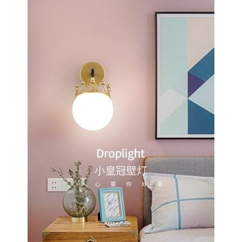Nordic Small Crown Glass Ball Wall Lamps Modern Childrens Room Living Room Bedroom Bedside Dining Room Decorative Wall Lights