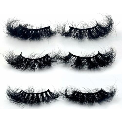 Rainsin Wholesale Eyelashes 1 Pair 25 mm Super Fluffy Mink Wispy With Box Dramatic Volume Messy Long 25mm 3d Mink False Lashes