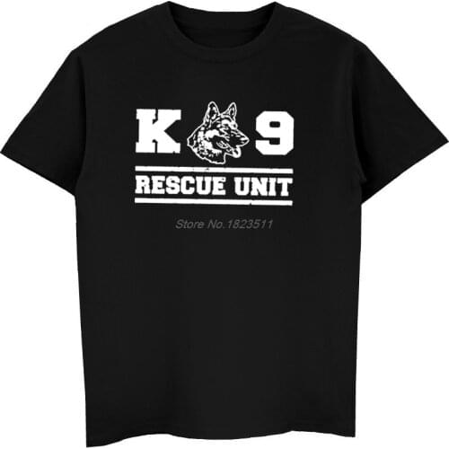 2018 New Fashion Casual Men T-shirt K9 Rescue Unit T SHIRT Security German Shepherd Fireman Police Military FBI CIA Shirt Tees