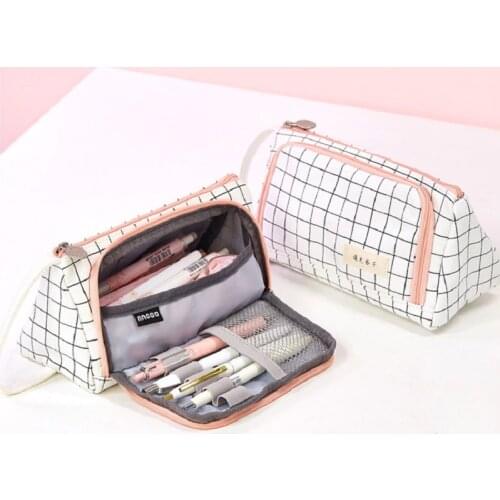 Original small fresh canvas pen bag, simple high-capacity net red stationery case, Korean junior middle school students' pencil