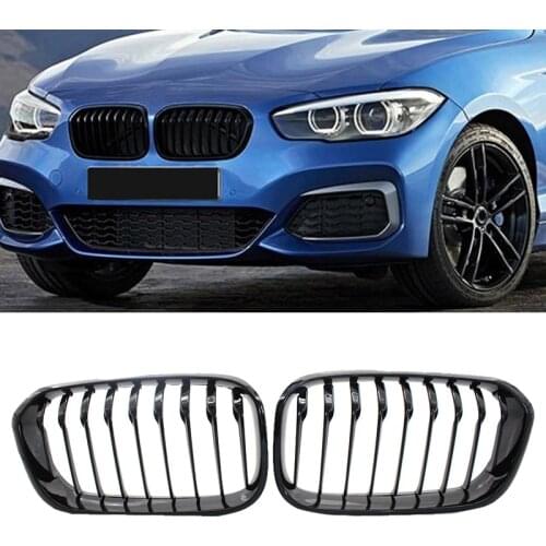 Front Hood Grille/Grilles Single Slat Kidney Grille Frame High Gloss Black Fence Grille Compatible for BMW F20 LCI 1-Series 2015