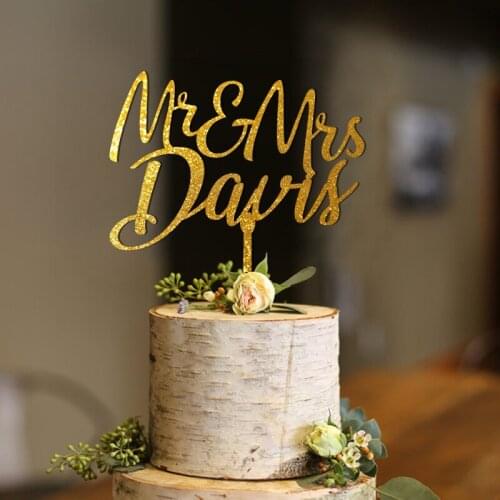 Personalized Mr and Mrs Wedding cake topper, Cake topper for wedding glitter, Surname cake topper, wedding cake topper rustic