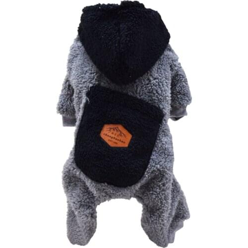 Pet Dogs Plush Down Jacket Teddy Four-legged Cotton Coat Winter Warm Thicken Coat Dog Parkas Pets Jumpsuit With Big Pocket