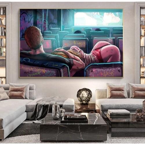 Modern Street Graffiti Wall Art Poster Sexy Female Lover Canvas Painting Living Room Home Furnishing Wall Decoration Cuadros