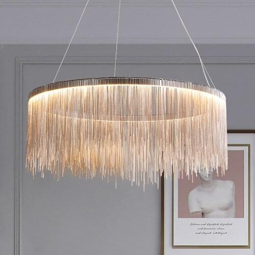 Simple Chandelier Interior Lighting Modern Tassel Round Chandelier Home Living Room Bedroom Dining Gloss Nordic Chandelier