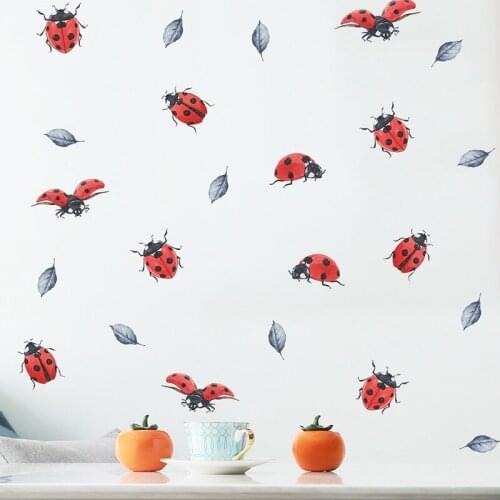 Painted Seven-Star Ladybug Self-Adhesive Wall Stickers Childrens Room Porch Commercial Wall Beautification Decorative Wallpaper