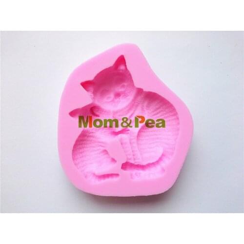 Mom&Pea 0165 Free Shipping Cats Shaped Silicone Mold Cake Decoration Fondant Cake 3D Mold Food Grade Silicone Mould