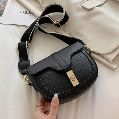 New Fashion Crossbody Bags Luxury PU Leather Shoulder Bag Simple Casual Underarm Saddle Bag Solid Color Side Bags For Women