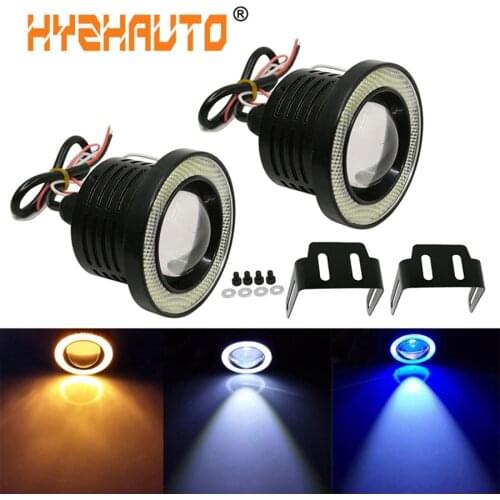 HYZHAUTO 2Pc 2.5/3.0/3.5/ Inch Car LED Fog Lights With COB Angel Eyes Daytime Running Light DRL Waterproof LED Auto Fog Lamp 12V