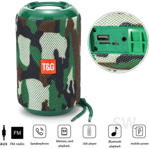 Portable Bluetooth Speaker 10w Wireless Bass Column Waterproof Outdoor USB Speakers Support AUX TF Subwoofer Loudspeaker TG264