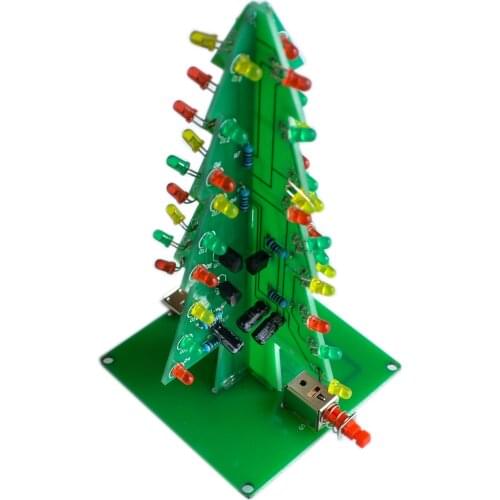 Three-Dimensional 3D Christmas Tree LED DIY Kit Red/Green/Yellow LED Flash Circuit Kit Electronic Fun Suite