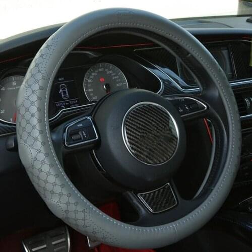Universal Steering Wheel Cover Sports Style Genuine Leather Wavy Line Pattern Auto Steering-wheel Case Protector
