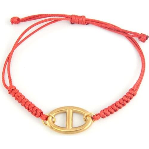 High Quality Pig Nose Style Bracelet 8 black red Color Wax Rope Adjustable Free Bracelet for Women Fashion Wrist Jewelry