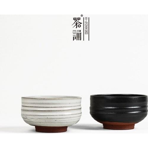 Japanese coarse pottery handmade tea bowl matcha green tea bowl dessert candy bowl water bottle ceramic chawan set drinkware