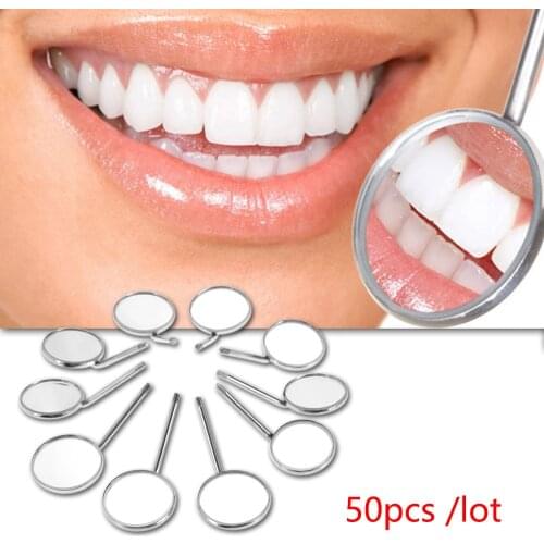 50pcs Oral Endoscope Mirrors Head Dental Exam Mirror Mouth Reflector Stainless Steel 4#5# Tooth Whitening Tool Oral Hygiene Care