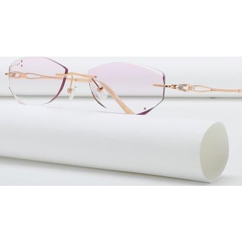ZIROSAT 9112 Pure Titanium Rimless Women Eyeglasses Fashion Brand Designer Myopia Clear Optical Prescription Eyewear Frame