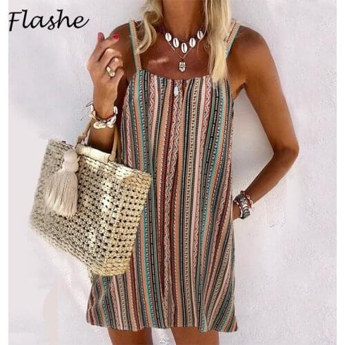 2021 Fashion Striped Dress Women Summer Dress Loose Sleeveless Mini Dress Womens Clothing Vintage Party Dress For Women
