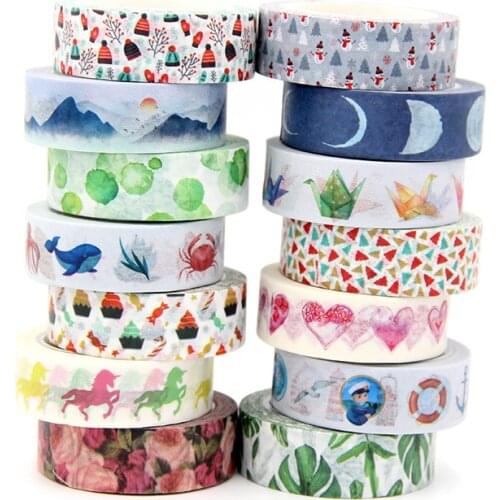 1PC 15mm*10m Kawaii Christmas moon and plant designs Tapes for Scrapbooking Stickers Adhesive Masking Tapes Stationery