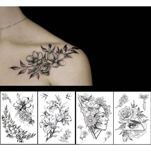 1 PCS Tattoo Stickers Waterproof Design Flower Women Body Chest Arm Leg Art Big Large Fake Fashion Temporary Tattoo Sticker
