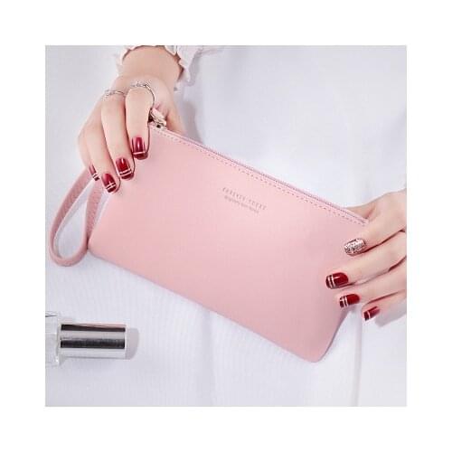 1 PCS Ladies wallet fashion wrist bag long money bag zipper coin bag card document holder clutch bag lady mobile phone bag PU
