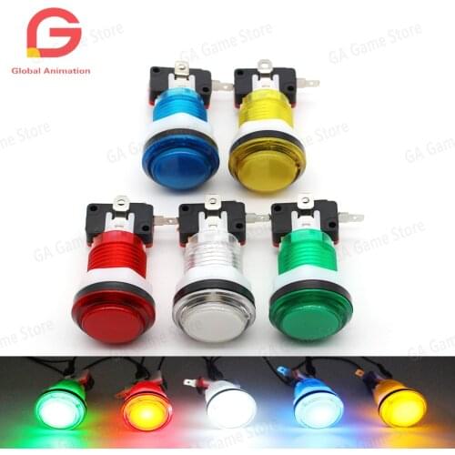 10 pcs/ lots 28mm Transparent push Button with 12V Super bright LED Lamp & Microswitch for Arcade Fighting Games Projects