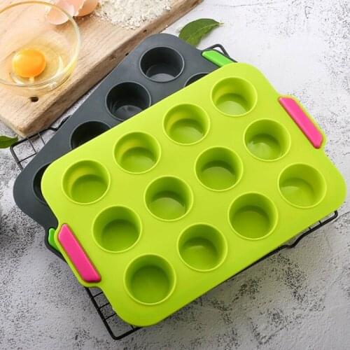 12 Cups Muffin Cupcake Baking Tray Non-Stick Silicone Cake Mould Round Biscuit Bread Pan Reusable Egg Tart Chocolate Baking Mold