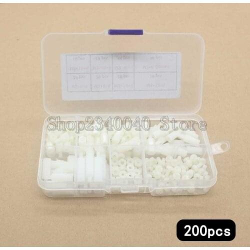 200Pcs/set M3 White Female Male Hex Nylon Standoff Spacer Column Insulated Plastic Spacing Screws Nuts For PCB Motherboard Fixed