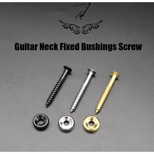 4pcs Guitar Neck Fixed Mounting Screw Ferrules Bushings and Bolts for Electric Guitar Bass