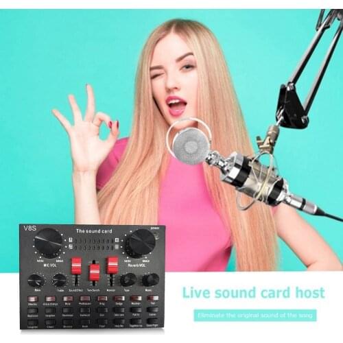 V8S Live Streaming Sound Adapter Phone Laptop Microphone Multi-Function High Sound Quality Intelligent Compatibility