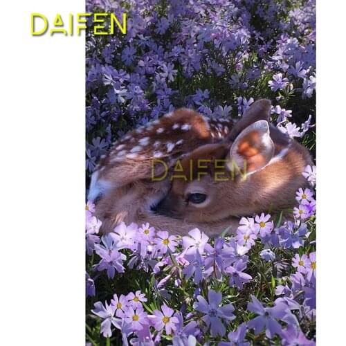 Full Round Diamond mosaic Full Square Diamond embroidery baby deer purple flower lavender DIY 3D Diamond painting Cross stitch