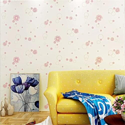 Beibehang Adhesive self-adhesive fine pressed non-woven wallpaper warm pastoral small floral home decoration bedroom wallpaper
