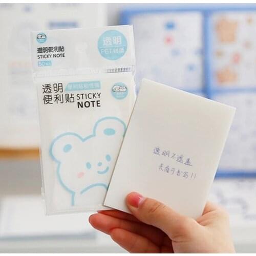 50pcs PET Transparent Post Notes Sticky Student Writable Marking Notes Bullet Journaling Accessories DIY Aesthetic Memo Pad